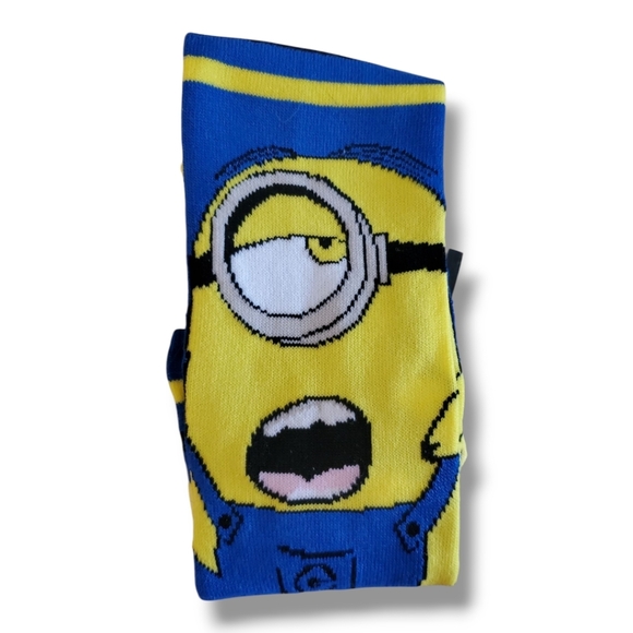 MINION Steve Blue, Black and Yellow Banana Minion Cartoon Character Crew Socks - Picture 4 of 5